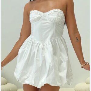 Princess Polly Melaina Bubble Hem Mini Dress White